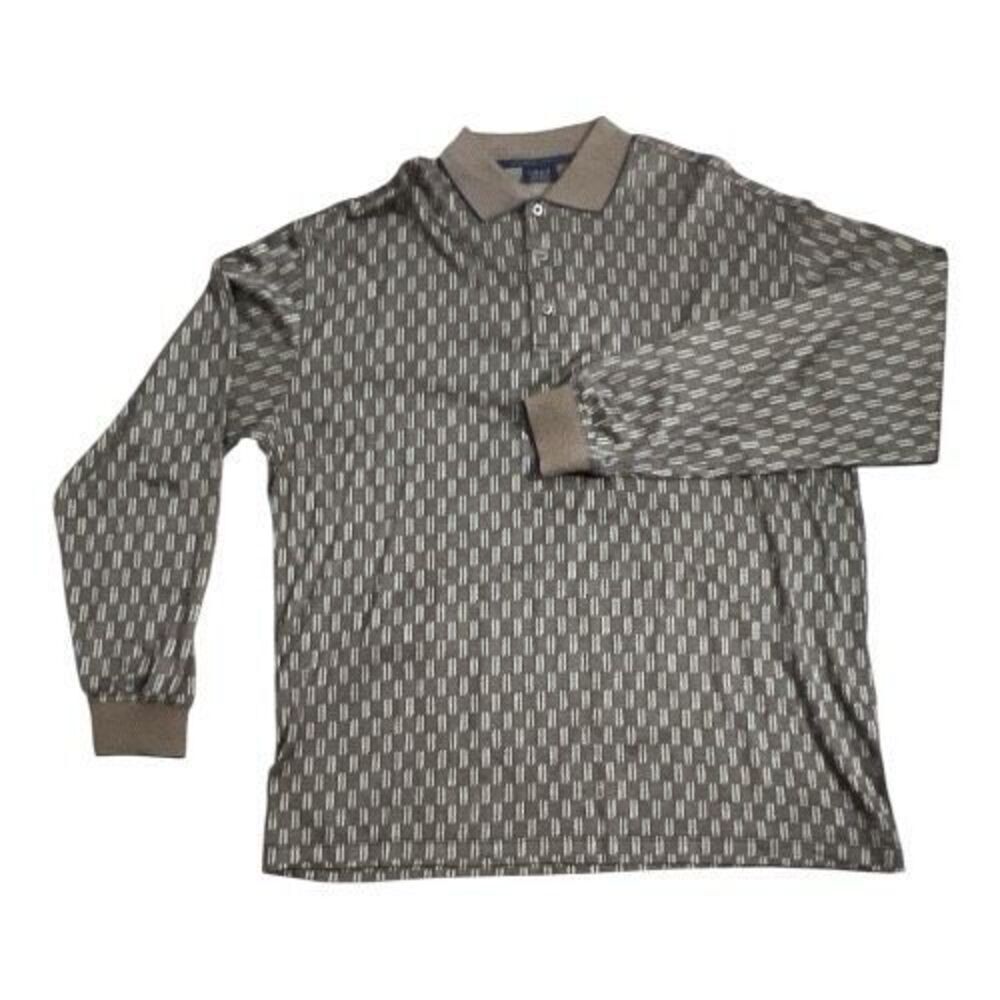 Como Sport Men Brown Cotton Long Sleeve Polo Golf Shirt Size XXL Made in Italy